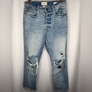 Frame Denim Le Original Jeans-Distressed-Ankle-Light Wash-Size 29